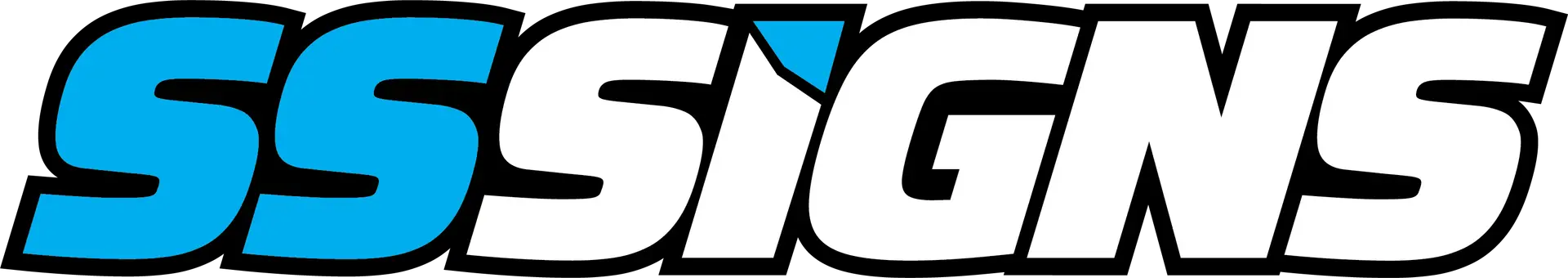 SS SIGNS - Logo White Black Outline